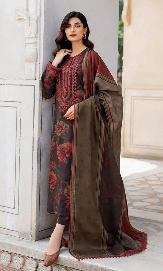 Khaddar 3pc unstitched digital printed suit