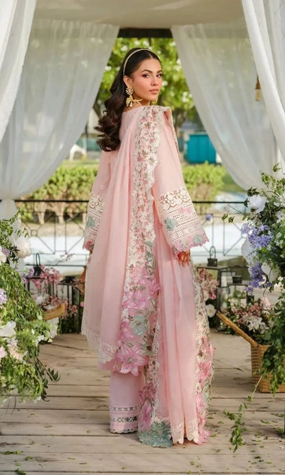 Lawn 3pc usntitched heavy embroiered summer collection suit