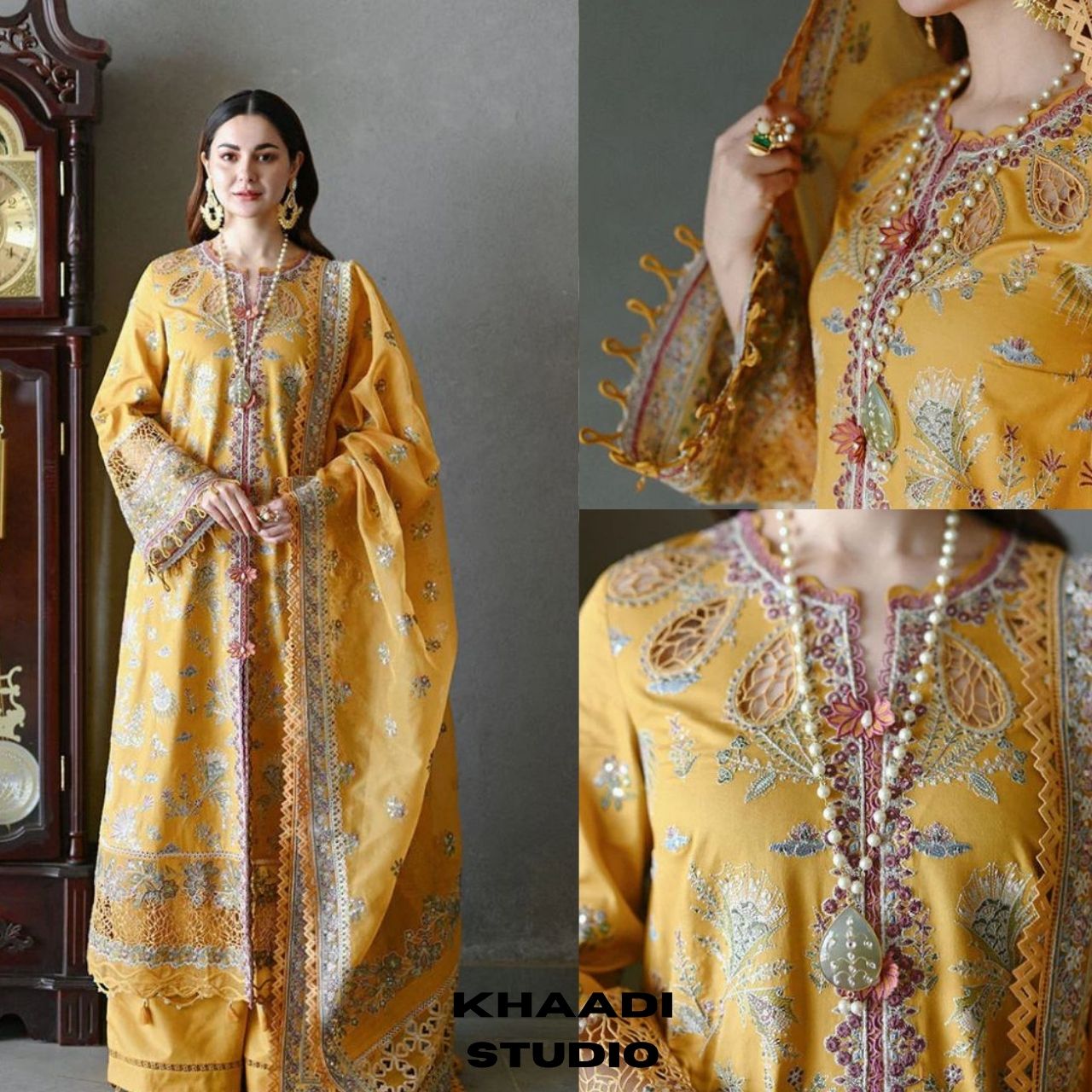 Lawn 3pc unstitched heavy embroidered suit with patches