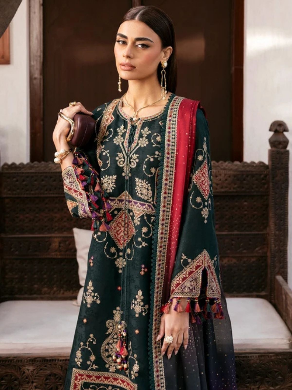 Dhanak 3pc unstitched embroidered winter collection suit