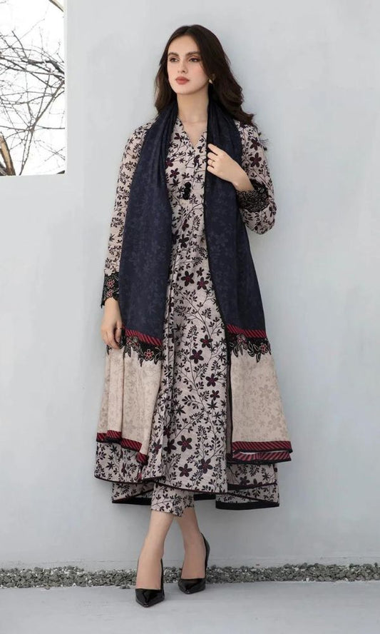 3pc khaddar unstitched digital printed suit