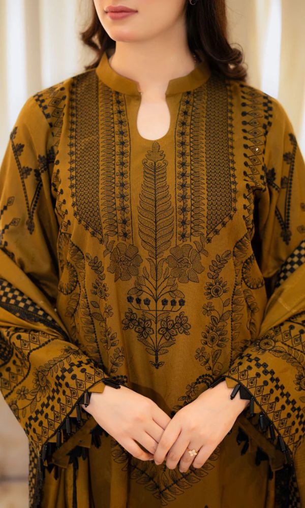 Dhanak 3pc unstitched embroidered winter collection suit