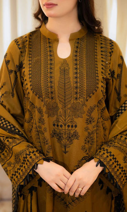 Dhanak 3pc unstitched embroidered winter collection suit