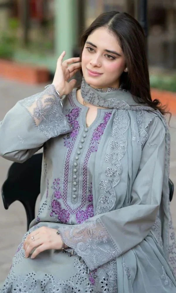 Lawn 3 pc unstitched embroidered summer collection suit