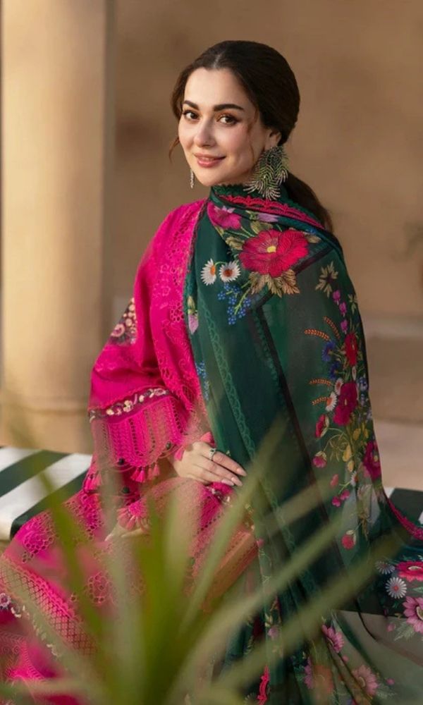 Lawn 3pc unstitched Embroidered suit