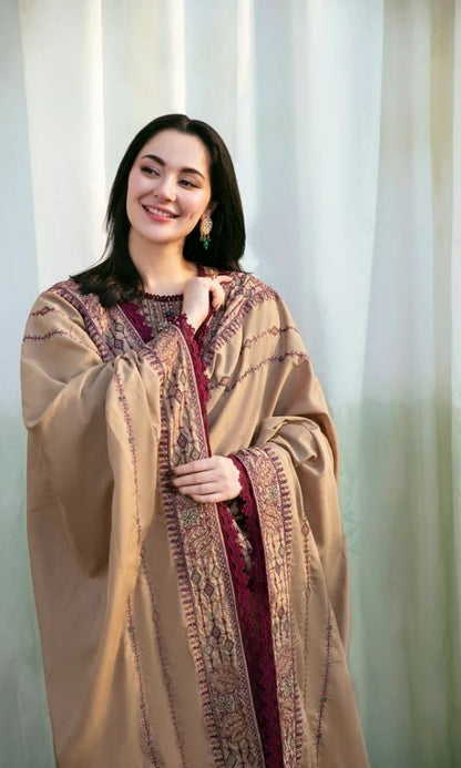 Dhanak 3pc unstitched embroidered winter collection suit