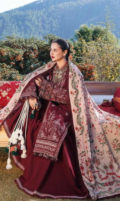 Dhanak 3pc unstitched embroidered winter collection suit