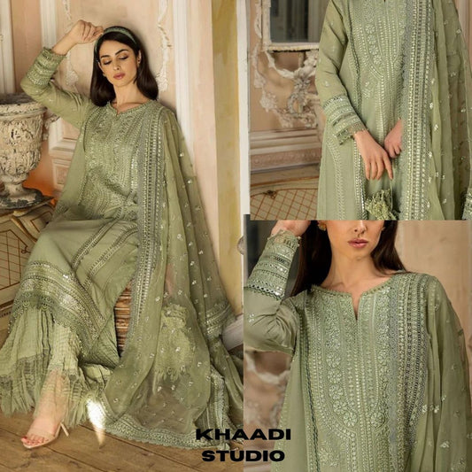 Lawn 3pc sequence embroidered suit