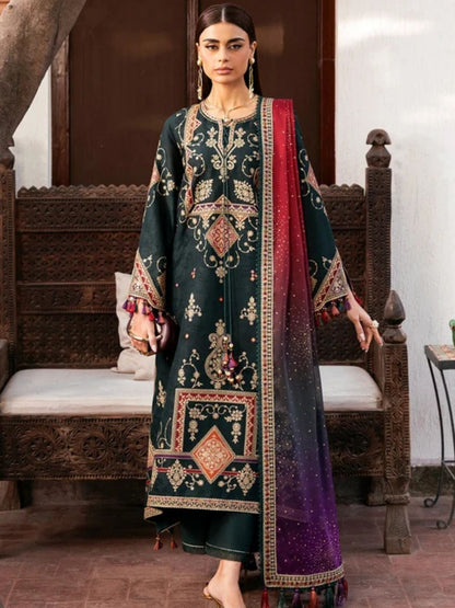 Dhanak 3pc unstitched embroidered winter collection suit