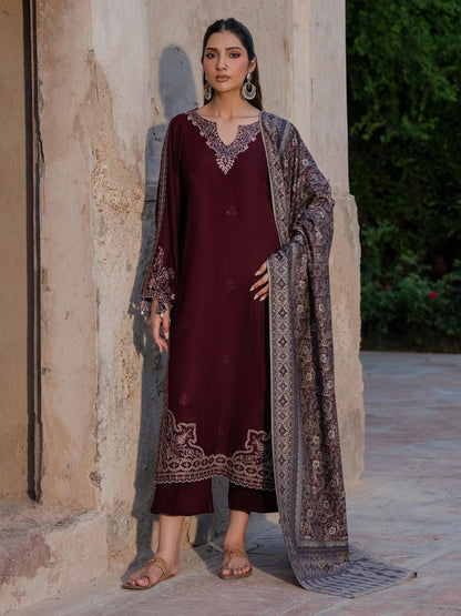 Dhanak 3pc unstitched embroidered winter collection suit