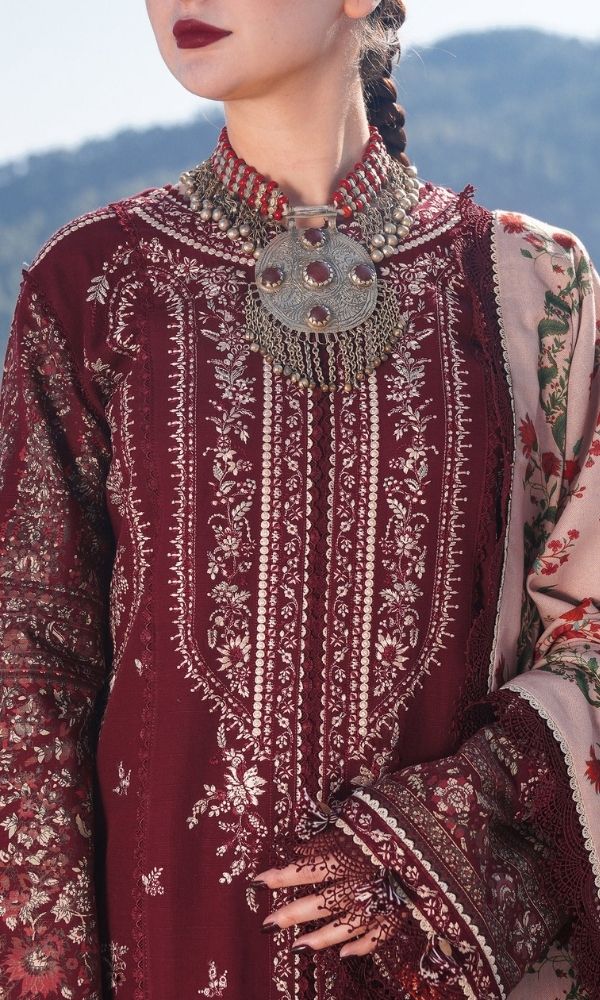 Dhanak 3pc unstitched embroidered winter collection suit