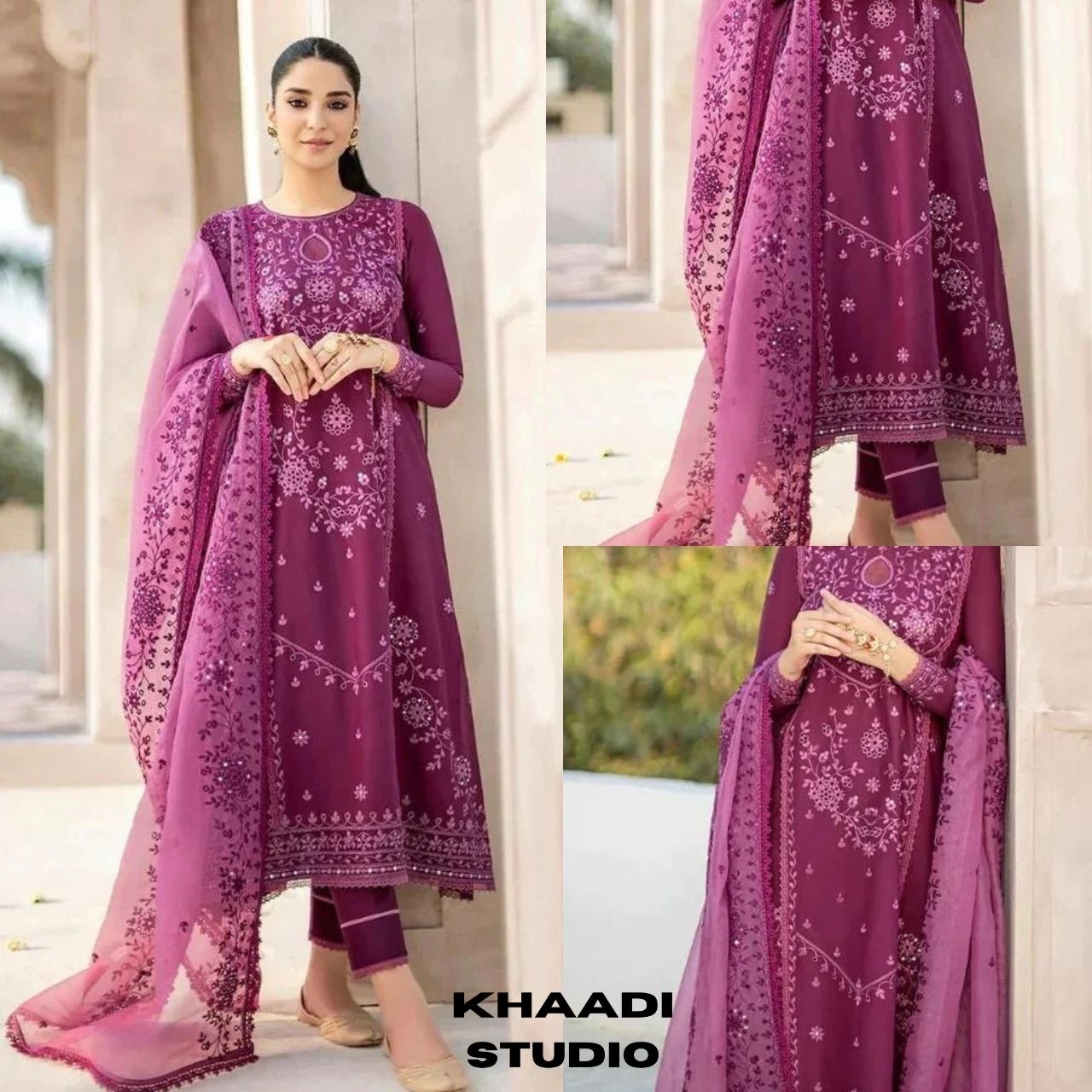 Lawn 3pc unstitched heavy embroidered suit