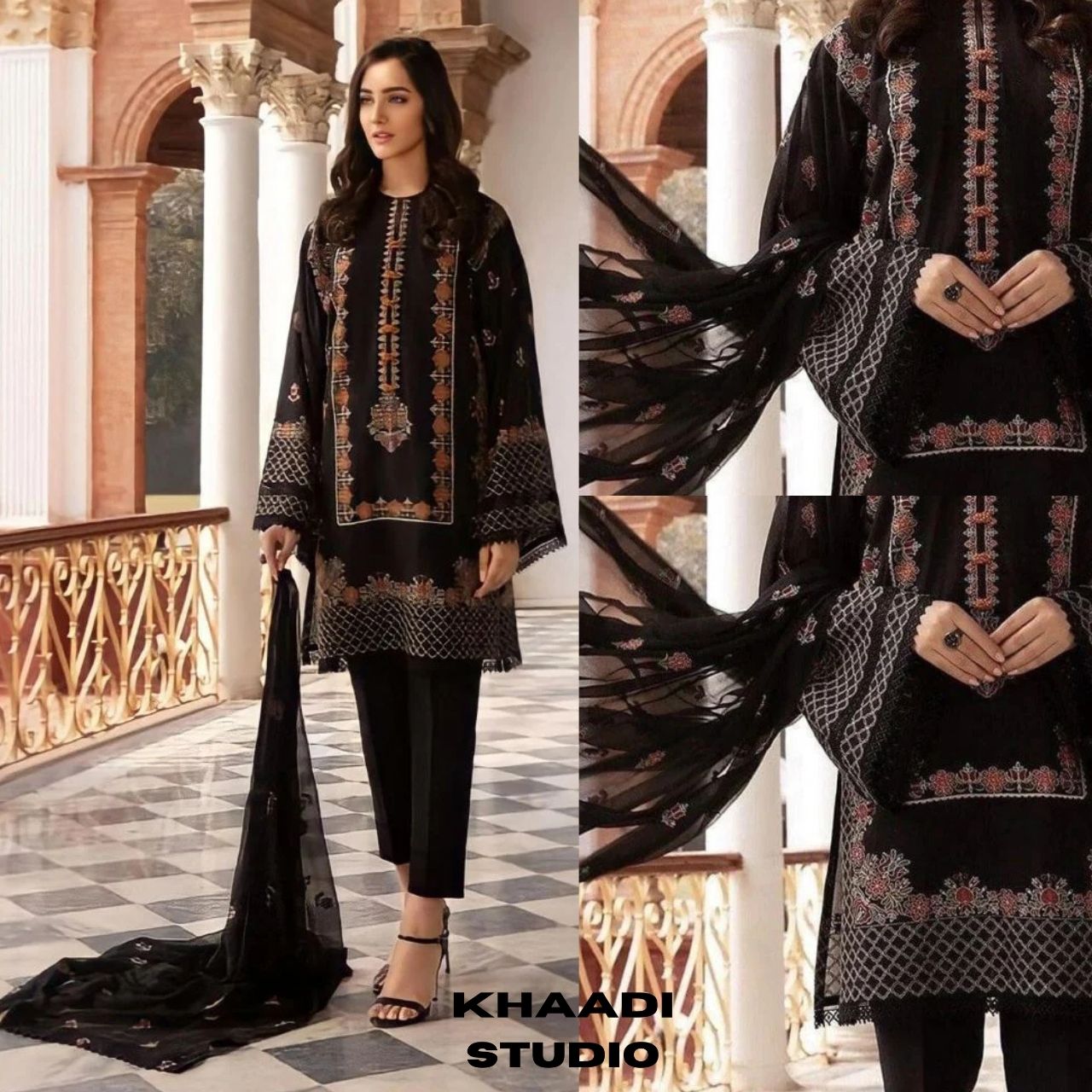 Lawn unstitched 3pc heavy embroidered suit