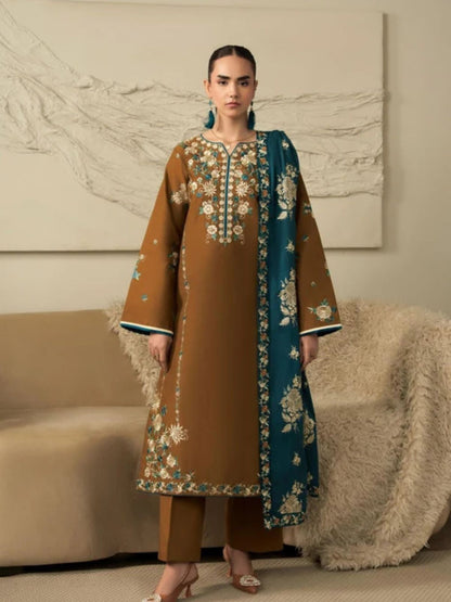 Dhanak 3pc beautiful embroidered winter collection dress