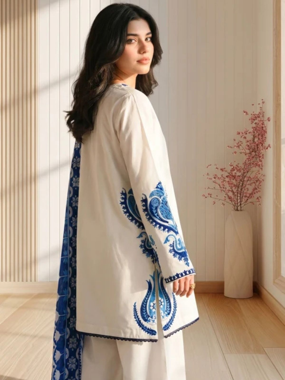 Dhanak 3pc unstitched embroidered winter collection suit