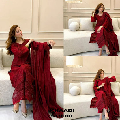 Lawn 3pc unstitched embroidered suit summer collection