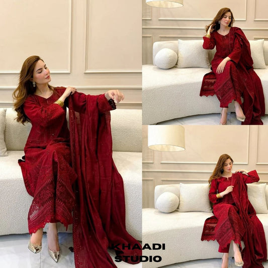 Lawn 3pc unstitched embroidered suit summer collection