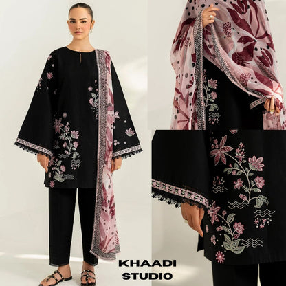 Lawn 3pc unstitched embroidered suit