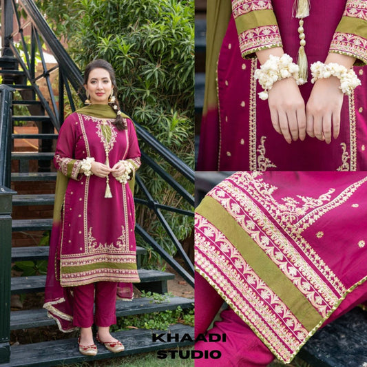 Lawn 3pc unstitched embroidered summer collection suit