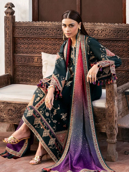 Dhanak 3pc unstitched embroidered winter collection suit