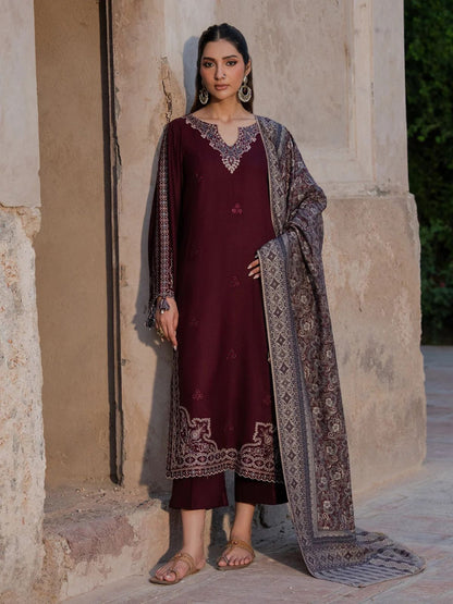 Dhanak 3pc unstitched embroidered winter collection suit