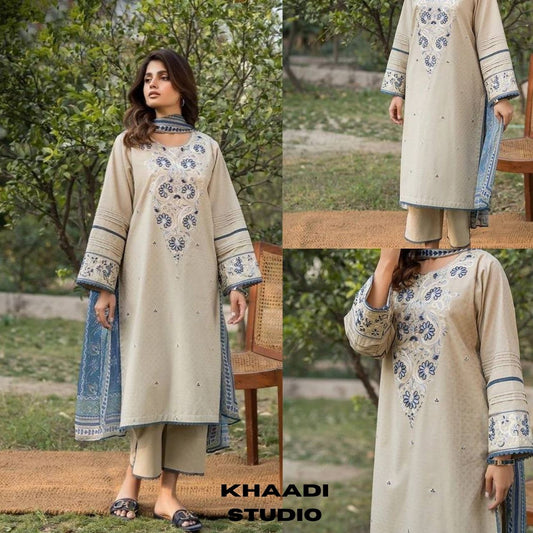 Lawn 3pc unstitched embroidered summer collection suit