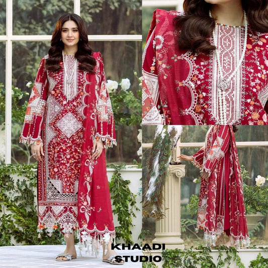 Lawn 3pc unstitched embroidered summer collection suit