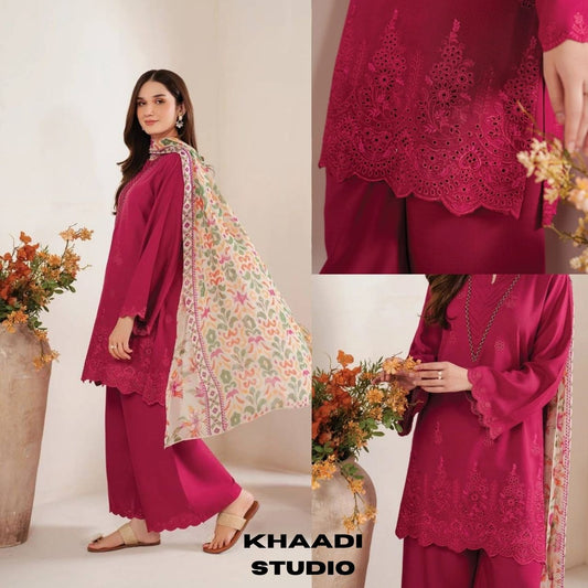 Lawn 3pc unstitched summer collection embroidered suit