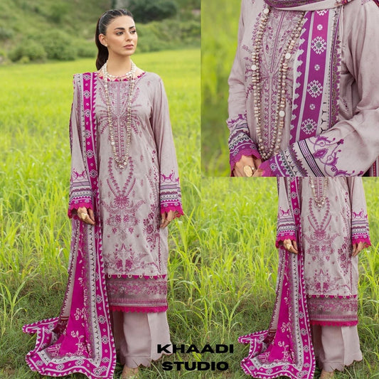 Lawn 3pc unstitched embroidered summer collection suit