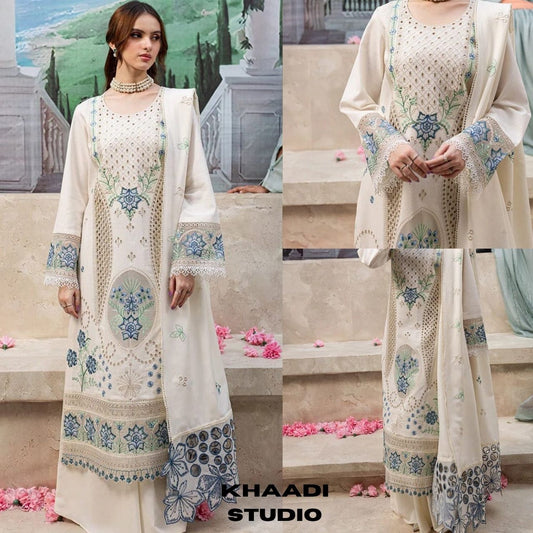 Lawn 3pc unstitched heavy embroidered summer collection suit