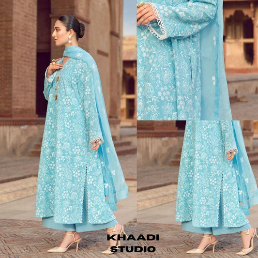 Lawn 3pc fully embroidered suit