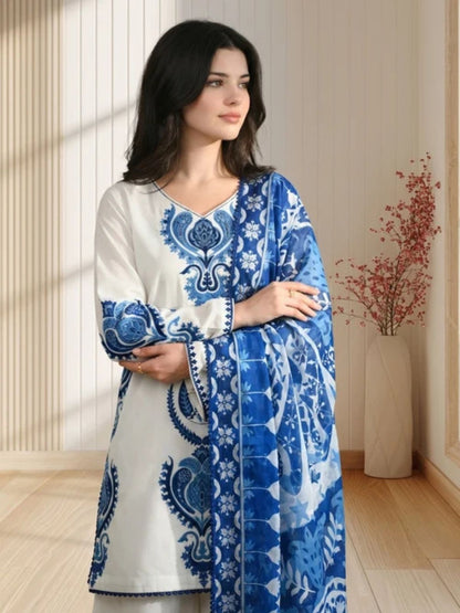 Dhanak 3pc unstitched embroidered winter collection suit