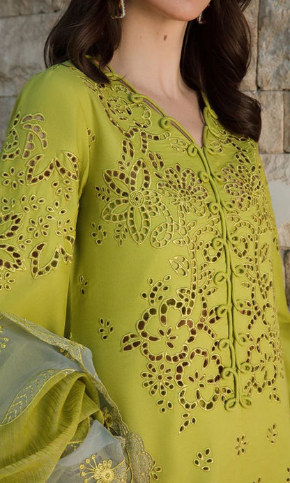 Lawn 3pc unstitche heavy chiken kari embroidered suit chiken kari collection