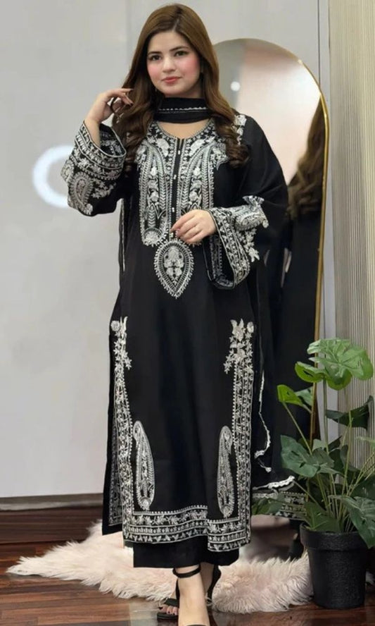Lawn 3pc usntitche summer embroiered collection suit bamber dupatta