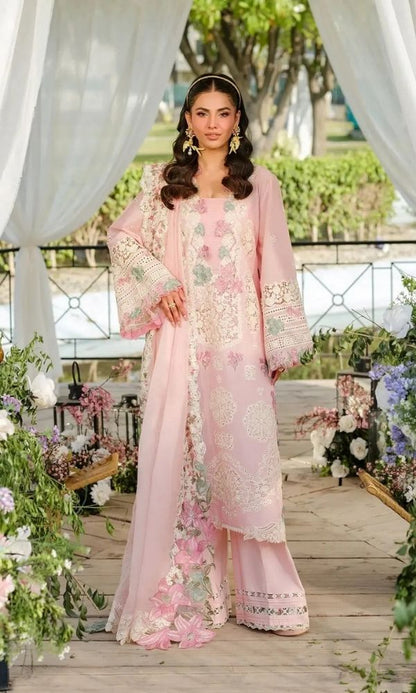 Lawn 3pc usntitched heavy embroiered summer collection suit geavy dupatta