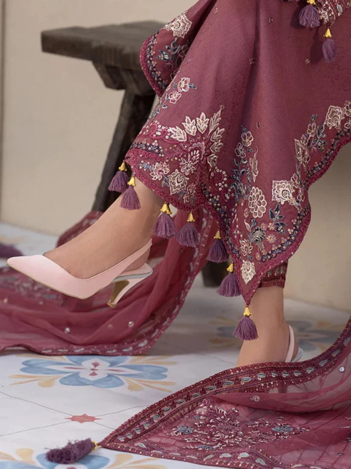 Dhanak 3pc unstitched winter collection embroidered suit