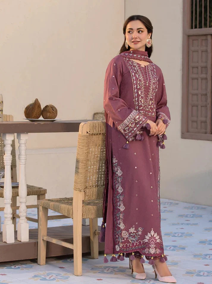 Dhanak 3pc unstitched winter collection embroidered suit