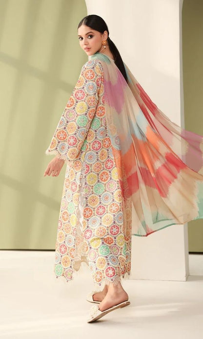 khaadi studio Lawn 3pc usntitched digital printed suit beautiful dupatta