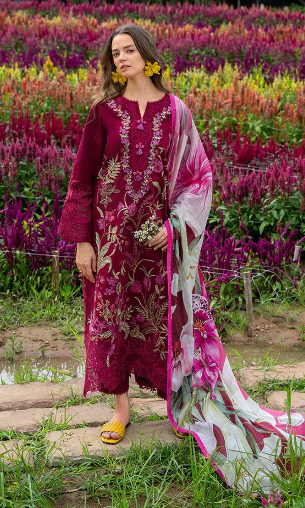 khaadi studio Lawn 3pc usntitched heavy summer embroidered suit embroidered sleeves