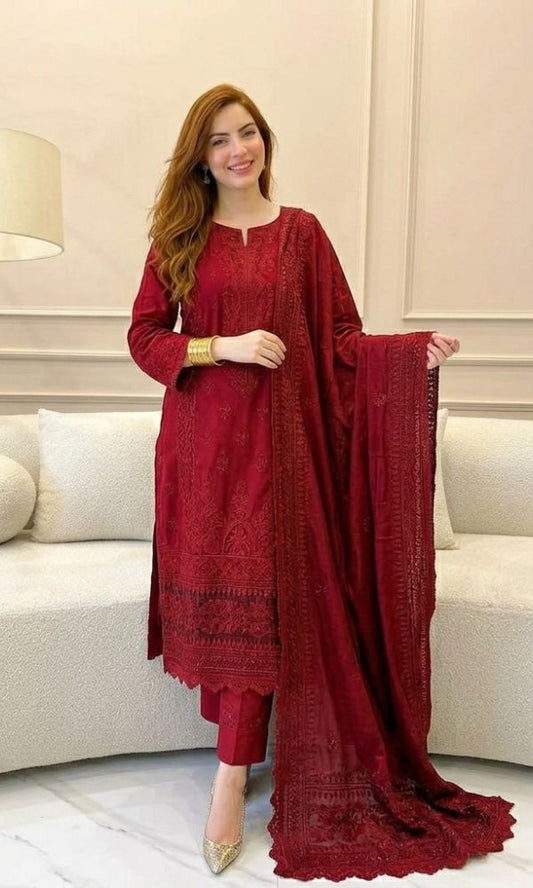 Lawn 3pc unstitched embroidered suit summer collection