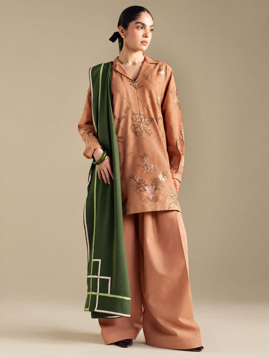 Dhanak 3pc unstitched embroidered winter collection suit