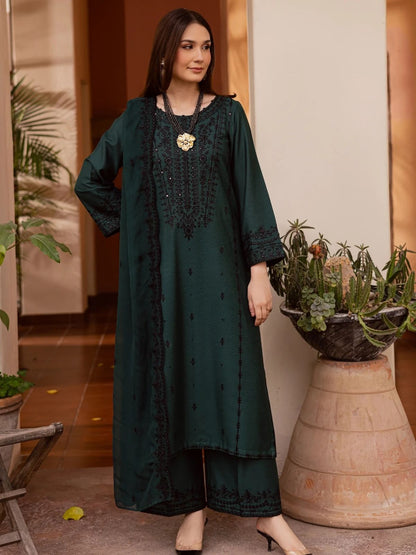 Dhanak 3pc unstitched Winter Collection embroidered suit