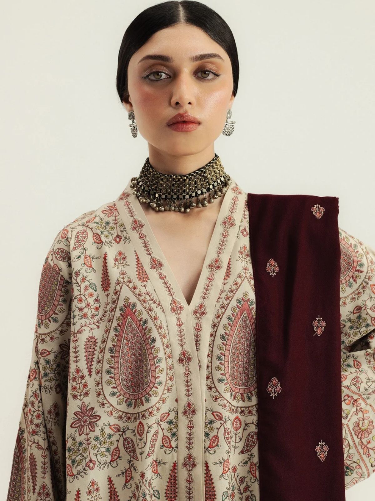 Dhanak 3pc embroiered winter collection suit