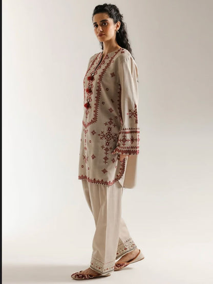 Lawn 2pc usntitched summer collection embroiered suit