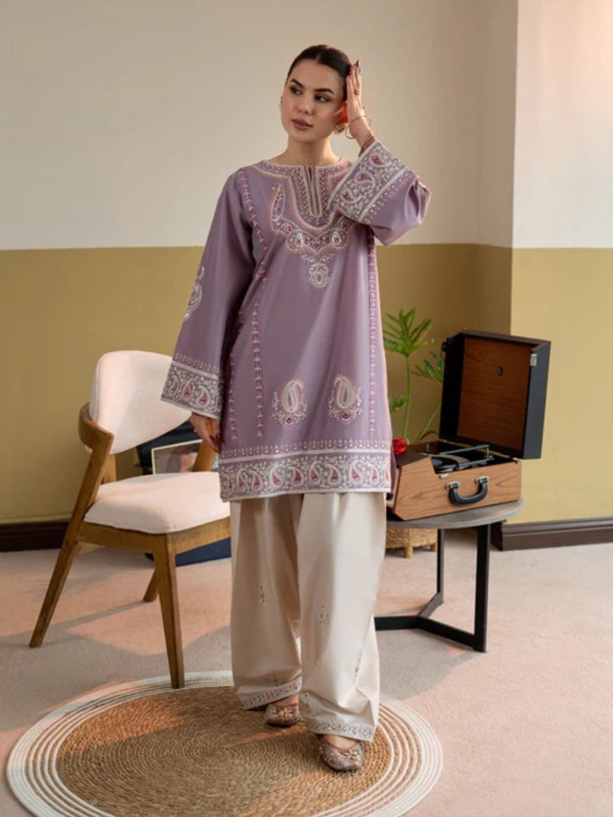 Lawn 2pc unstitched embroired summer collection suit