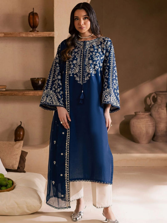 Lawn Full Embroidered Shirt Lawn Embroidered Sleeves Lawn Dyed Trouser Full Embroidered Chiffon Dupatta