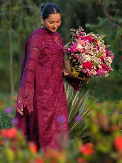Lawn 3pc unstiched summer collection fully embroidered chiken kari suit