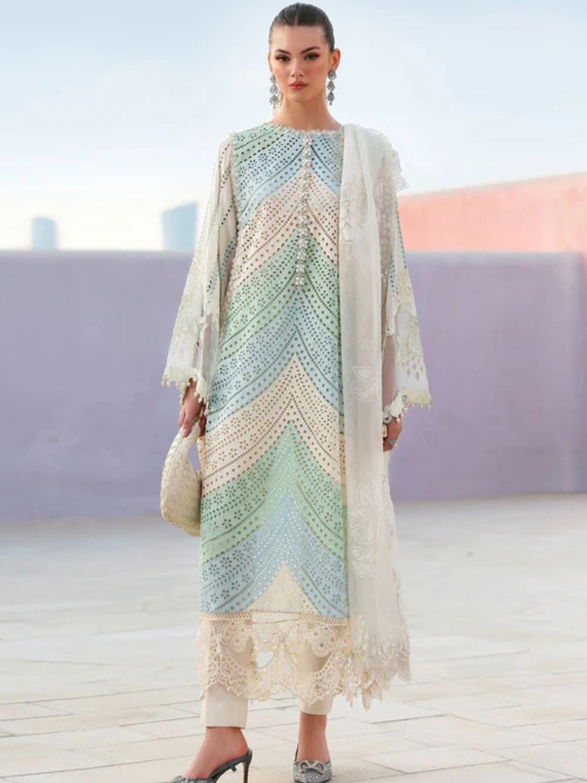 Lawn 3pc unstiched chiken kari fully embroiered summer collection suit