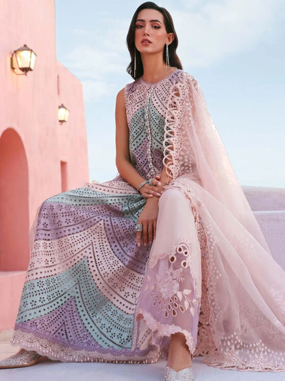 Lawn 3pc unstitched chiken kari embroiered summer collection suit