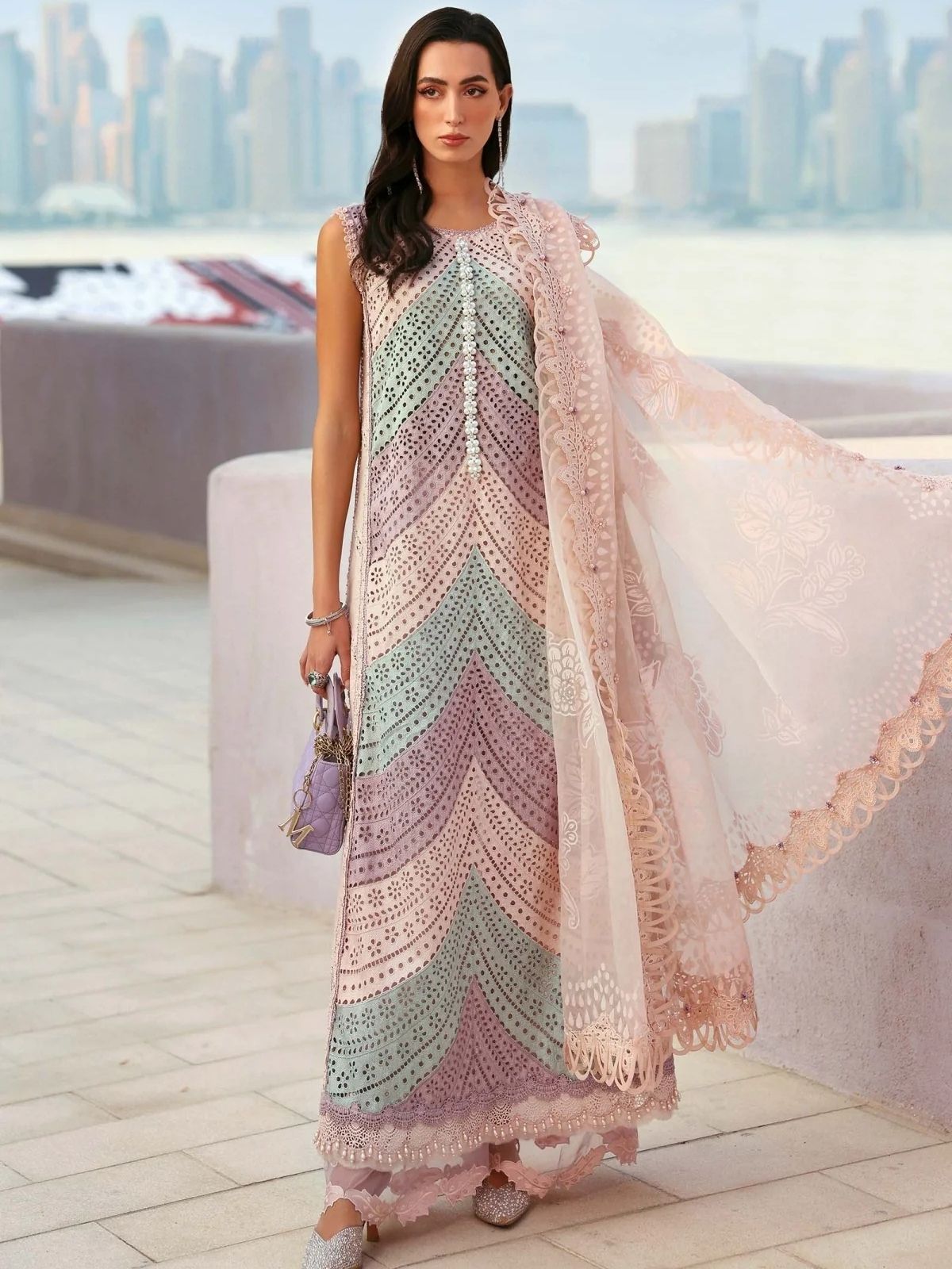 Lawn 3pc unstitched chiken kari embroiered summer collection suit